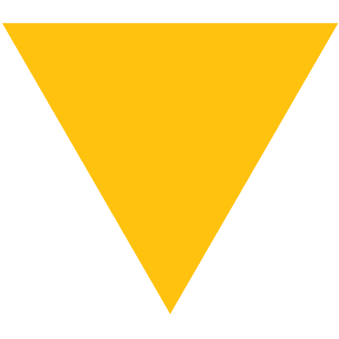 Yellow triangle with transparent background and copy space