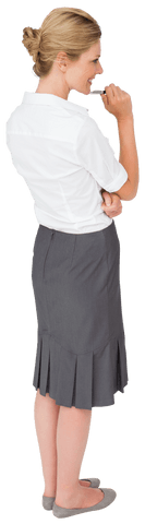 Cheerful Businesswoman from Back View on Transparent Background