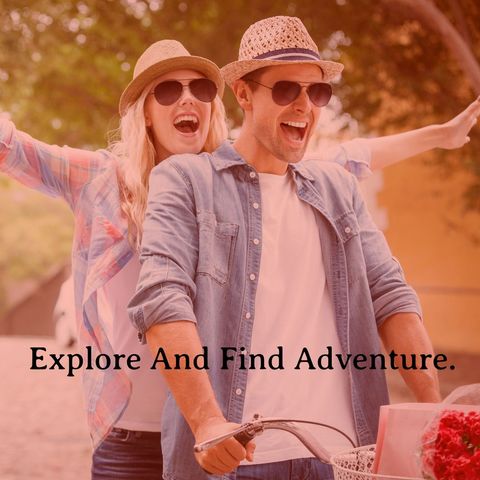 Couple on Bicycle Embracing Adventure and Travel