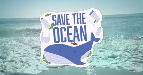 Save the ocean awareness with whale illustration