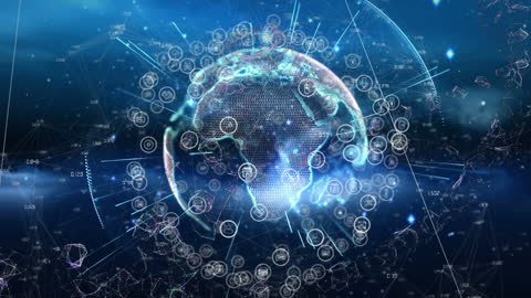Digital Globe with Media Icons and Network Connections