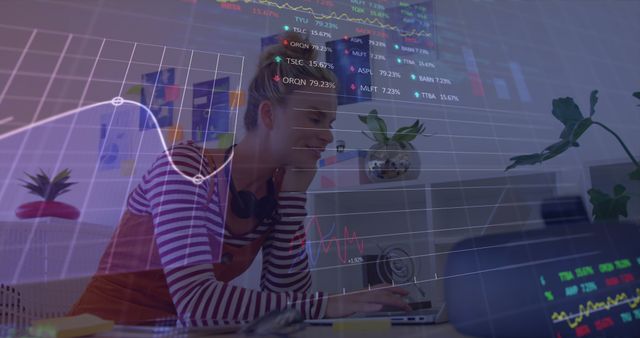 Woman Analyzing Stock Market Data in Modern Office - Download Free Stock Images Pikwizard.com