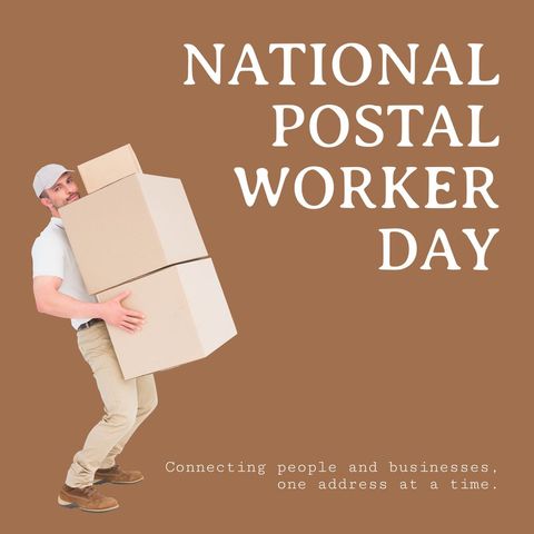 celebrating national postal worker day with a enthusiastic courier - Download Free Stock Templates Pikwizard.com