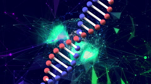 Digital Network with DNA Strand and Globe Chemistry Background