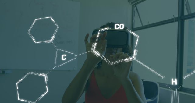 Woman Using Virtual Reality Device for Chemistry Learning - Download Free Stock Images Pikwizard.com