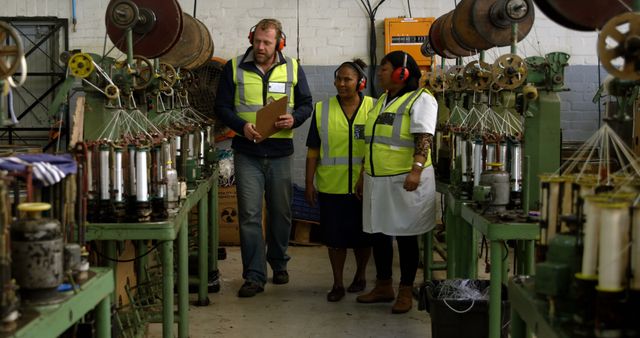 Team of Factory Workers Discussing Production Process - Download Free Stock Images Pikwizard.com