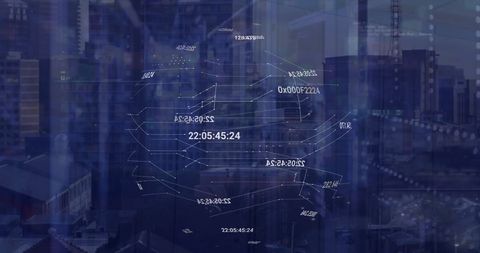 Global Data Network Superimposed on Urban Skyline - Download Free Stock Images Pikwizard.com