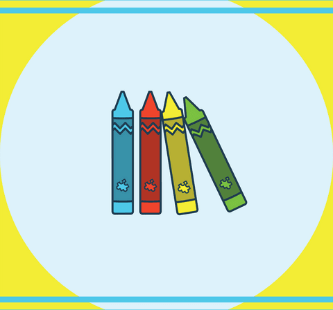 Colorful Crayons Illustration on Transparent Circle