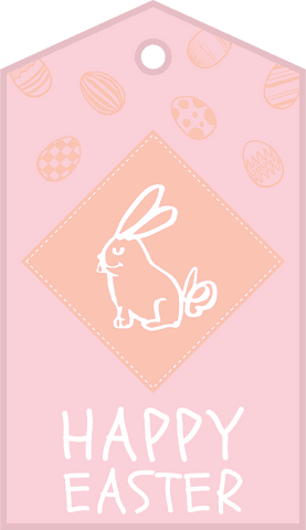 Happy Easter Bunny Tag on Transparent Background with Pastel Accents - Download Free Stock Videos Pikwizard.com