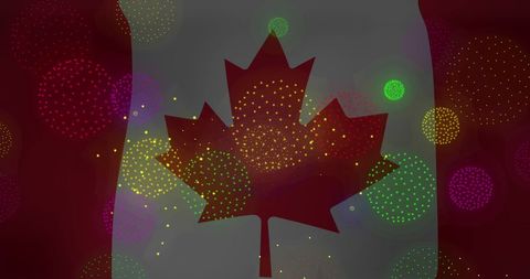 Festive Fireworks Display Over Canada Flag