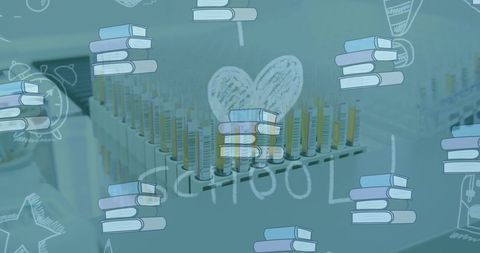 Education and Science Concept with Heart and Books in Lab
