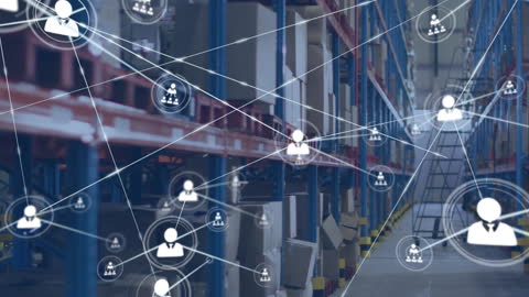 Digital Network Illustrating Global Warehouse Operations