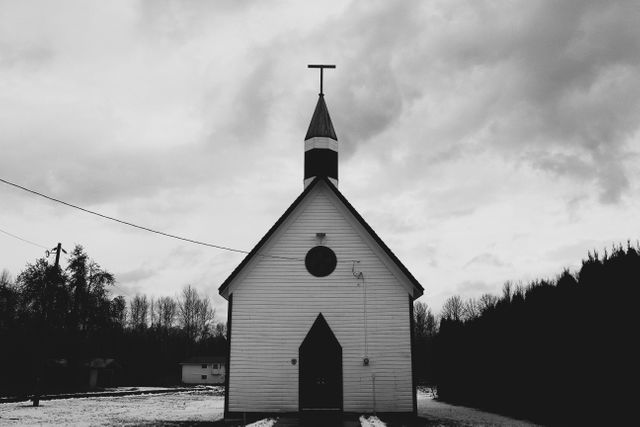 Historic Wooden Church Exterior on Cloudy Winter Day - Download Free Stock Photos Pikwizard.com