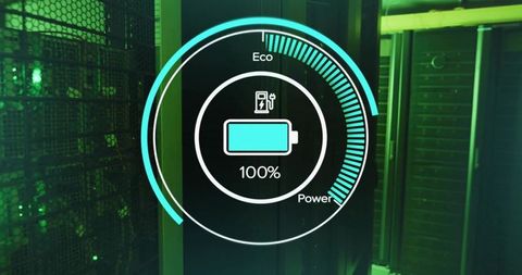 Sustainable energy gauge display with futuristic technology indicator