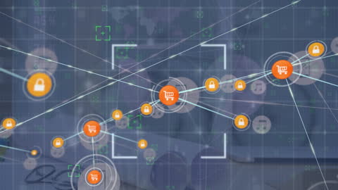 Digital Network Security with Infographic and Connected Icons