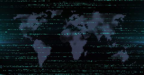 Digital World Map with Dotted Interface on Dark Background - Download Free Stock Images Pikwizard.com