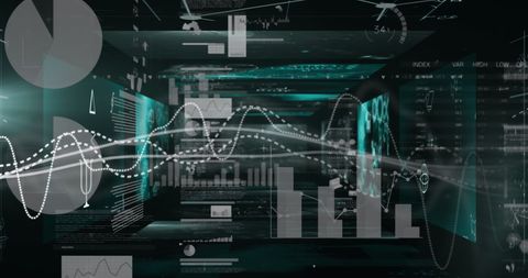 Abstract Digital Graph Overlay on Black Background - Download Free Stock Images Pikwizard.com