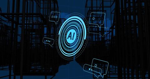 Futuristic AI Technology with Digital Chat Icons - Download Free Stock Images Pikwizard.com