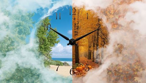 Conceptual Time Visualization with Seasons Duality in Clock Design