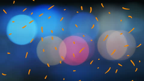 Vibrant Orange Lines on Blue Bokeh Abstract