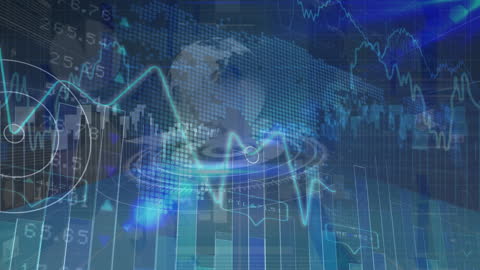 Digital Globe and Data Visualization Showing Global Finance Trends