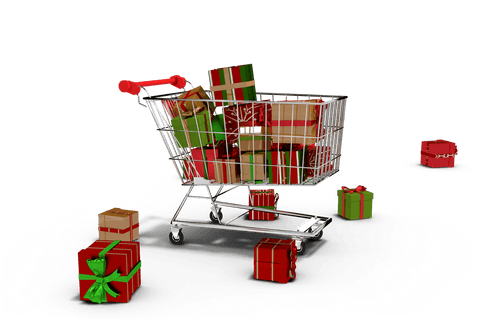 Festive Shopping Trolley With Gift Boxes Transparent Background
