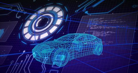 futuristic digital automobile blueprint with data processing - Download Free Stock Images Pikwizard.com