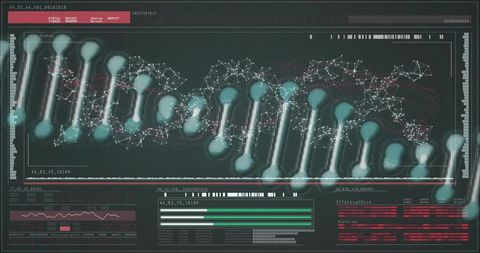 Futuristic DNA Double-Helix Modeling in Digital Interface
