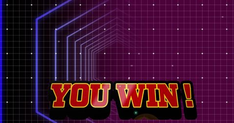 Retro you win text with highlighted hexagon design