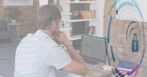 IT Professional Engaged in Cybersecurity at Home Office