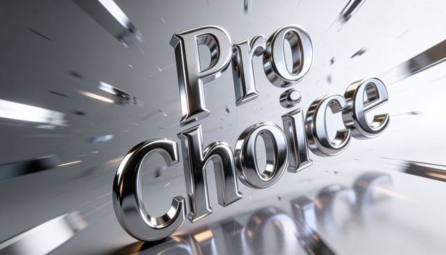 Shining chrome 3d pro choice text tilting with motion shards and reflective floor