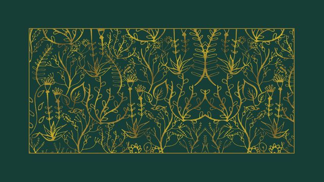 Intricate Botanical Pattern in Gold on Dark Green - Download Free Stock Videos Pikwizard.com