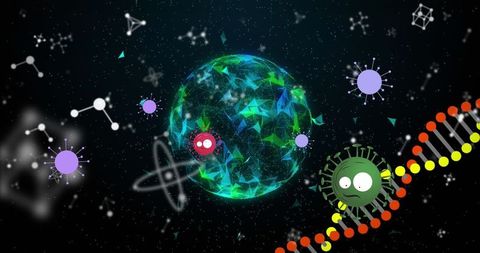 Futuristic Molecular Visualization with Virus Particles and DNA - Download Free Stock Images Pikwizard.com