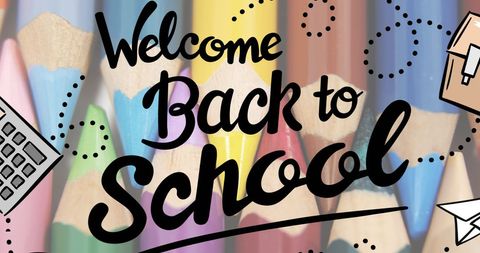 Welcome back to school greeting with colorful pencils