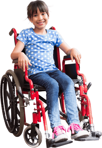 cheerful girl in wheelchair with polka dot shirt transparent - Download Free Stock Videos Pikwizard.com