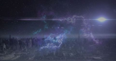 Mystical Energy Flowing Over Enigmatic Cityscape at Night - Download Free Stock Images Pikwizard.com
