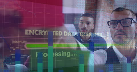 Diverse Business Team Analyzing Financial Data in High-Tech Office