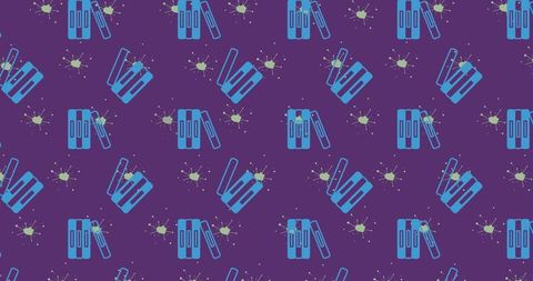 Vibrant Cyber Security Pattern with Blue Servers and Virus Symbols