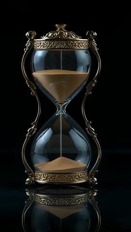 Ornate Brass Hourglass Pouring Sand in Slow Motion Vertical Looping Video for Time Concepts