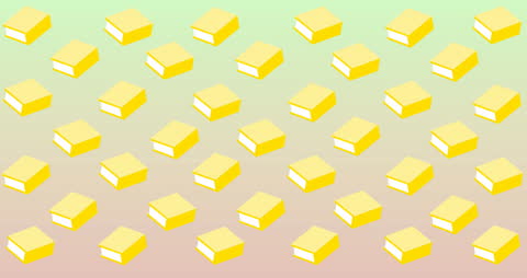 Yellow Books Pattern on Green Gradient Background