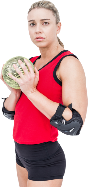 Transparent Female Athlete with Elbow Pads Holding Handball - Download Free Stock Videos Pikwizard.com