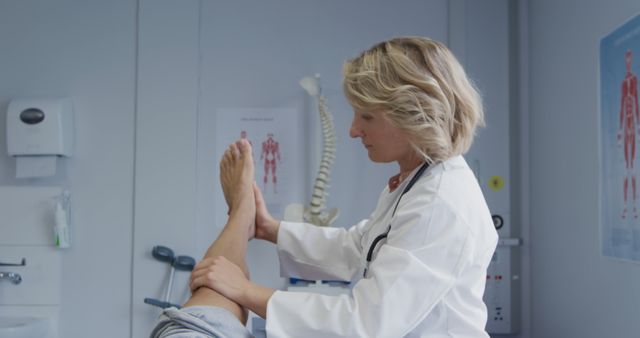 Female Physiotherapist Examining Patient's Leg in Clinic - Download Free Stock Images Pikwizard.com