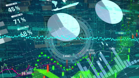 Abstract Data Visualization with Digital Clock Overlay