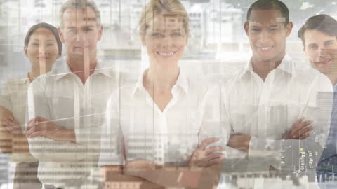 Diverse Team Overlaid with Urban Skyline and Corporate Vibe