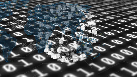 Global Digital Data Network with Modern Technology Icons