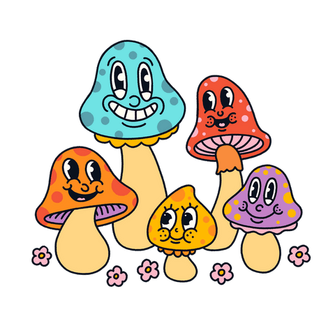 whimsical fantasy mushrooms smiling on transparent background - Download Free Stock Videos Pikwizard.com