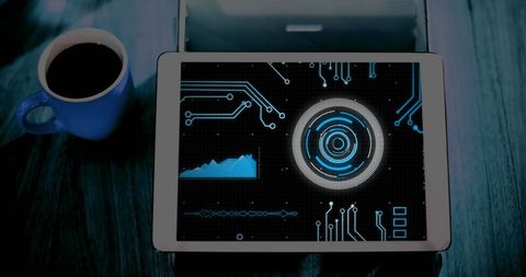 Digital Interface Concept on Tablet with Data Visualization