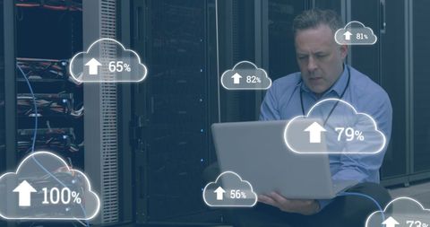 Man Analyzing Cloud Data in Tech Server Room Environment - Download Free Stock Images Pikwizard.com
