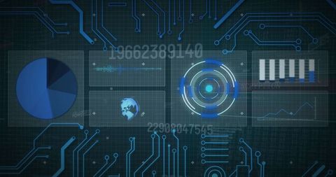 Digital Interfaces on Circuit Board Displaying Data Processing - Download Free Stock Images Pikwizard.com