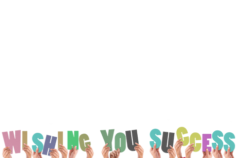Transparent hands holding wishing you success letters banner